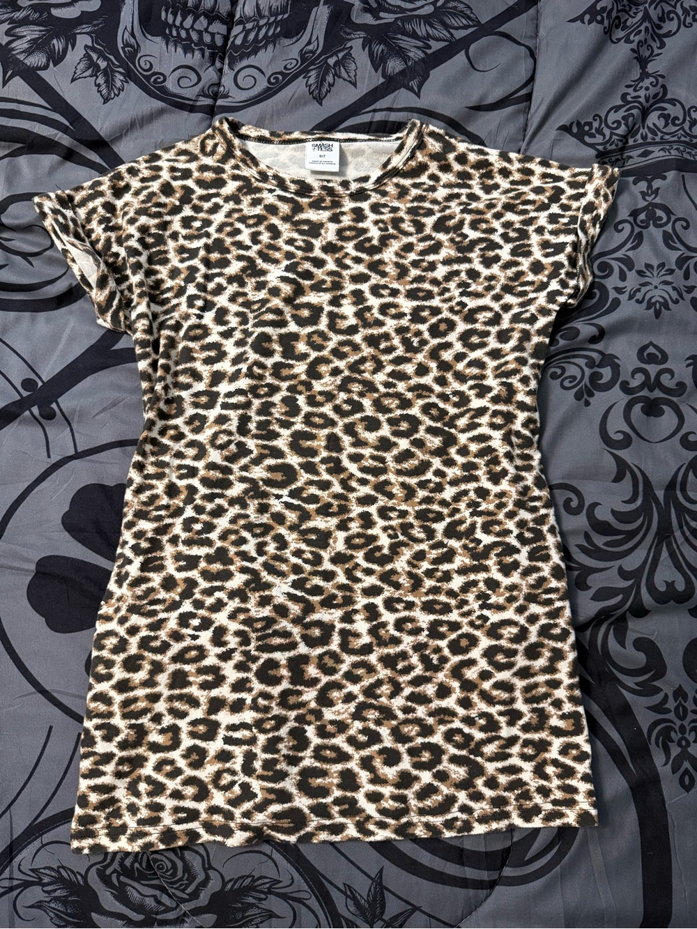 Smash + Tess Girls Leopard Print Tee Dress in Brown and Cream